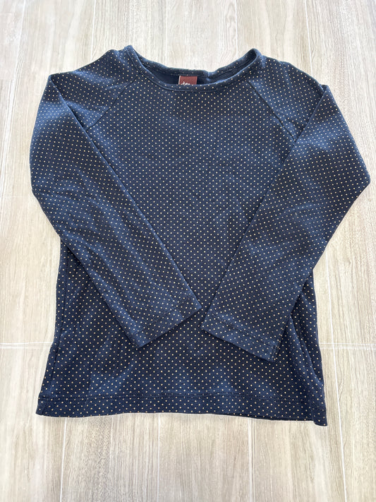 6 Tea Dark Navy Gold Dotted Long Sleeve