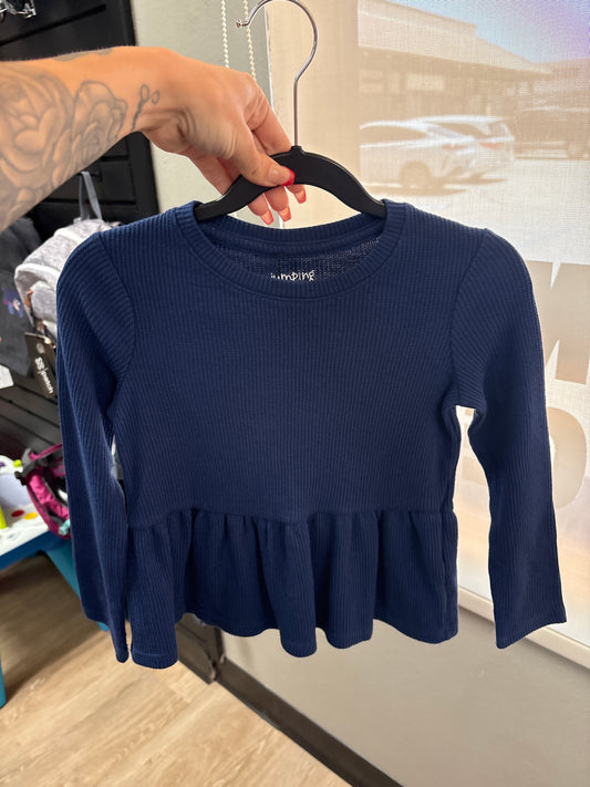 4T Navy Waffle Knit Long Sleeve
