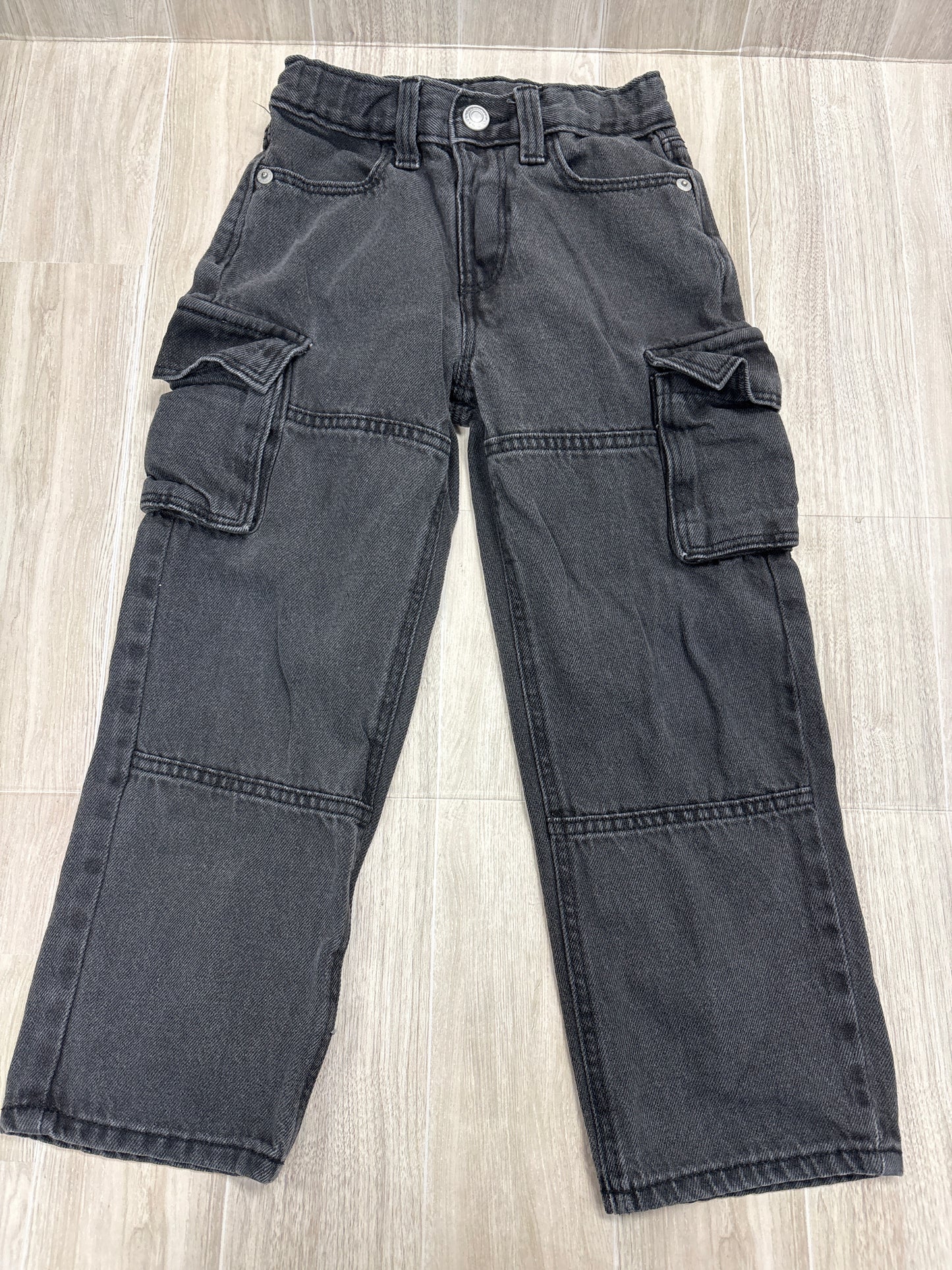 5T Black Barrel Leg Cargo Denim
