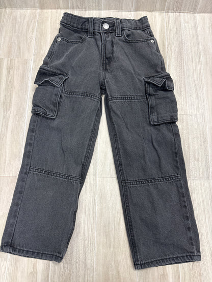 5T Black Barrel Leg Cargo Denim