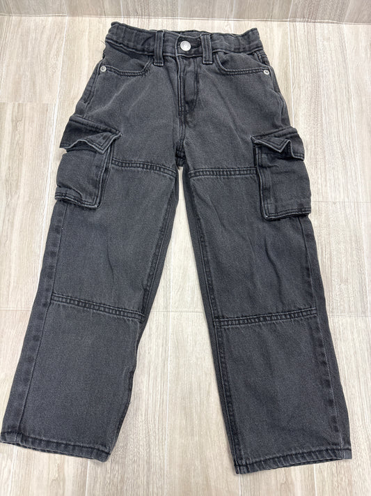 5T Black Barrel Leg Cargo Denim