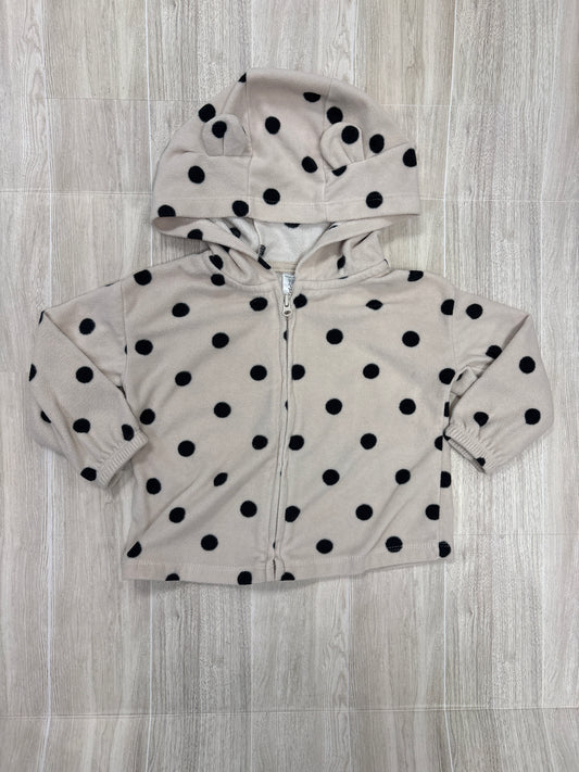 18m Light Pink Polka Dot Hooded Ears Zip Up Jacket