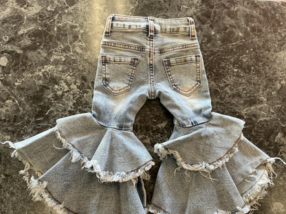 6-12m Denim Ruffled Flare Pants - BLEMISH