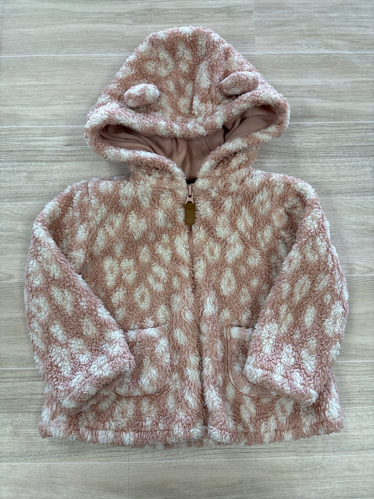 12m Pink/White Fuzzy Zip Up Hoodie