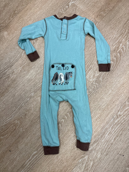 18m Turquoise Tail End Pajama - Flap Opening on Back