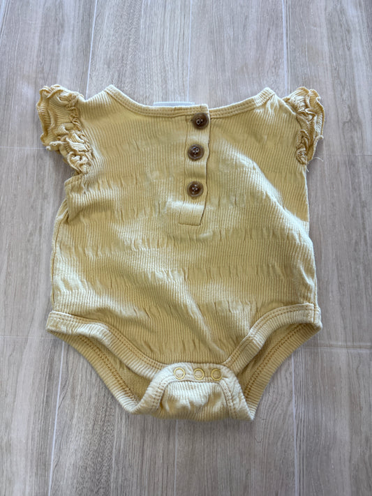0-3m Yellow Ruffle Ribbed Onesie