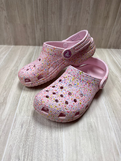 12c Light Pink Speckled Crocs