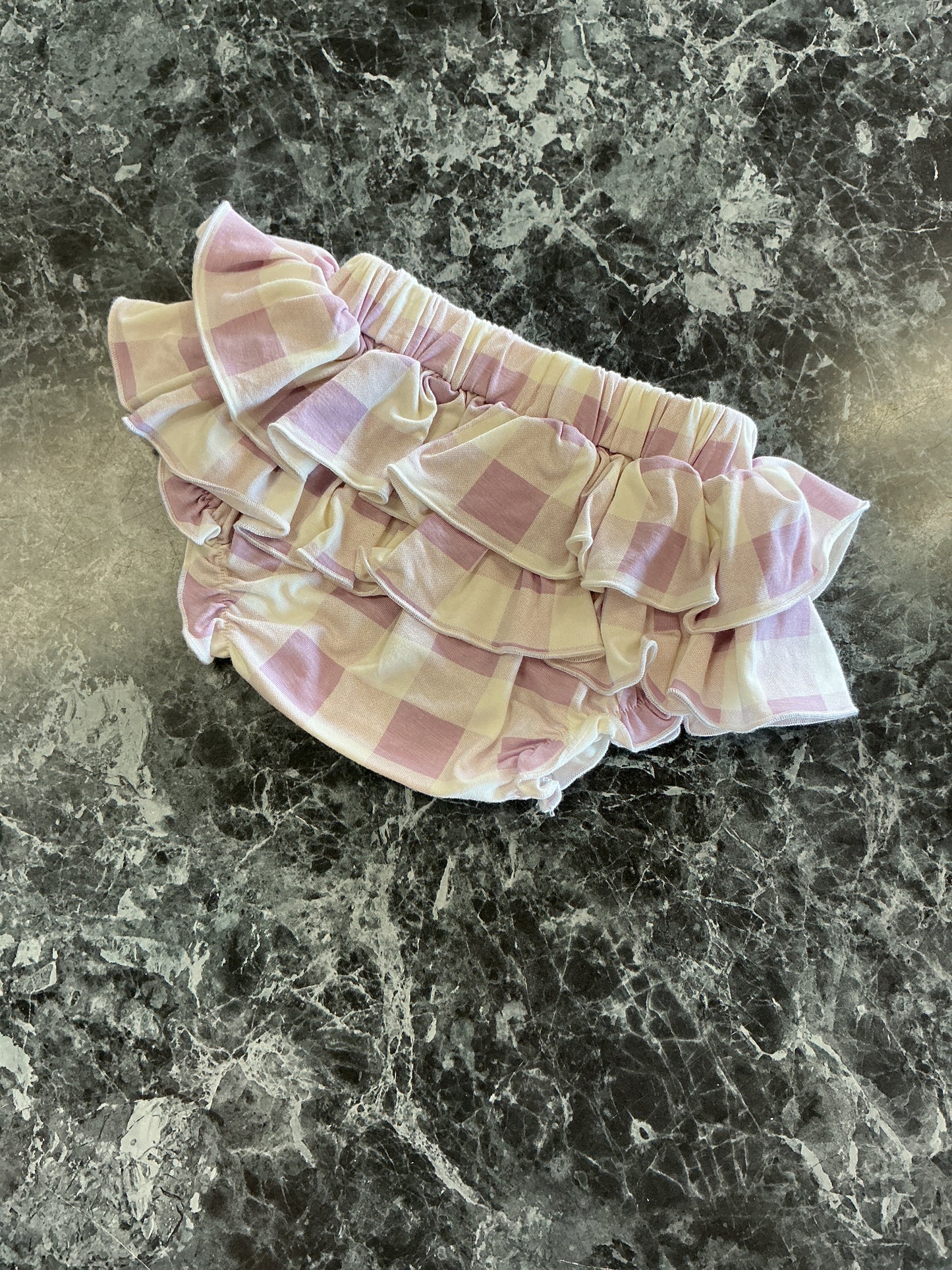 0-3m Kate Quinn Purple Checkered Bloomer with Bonnet