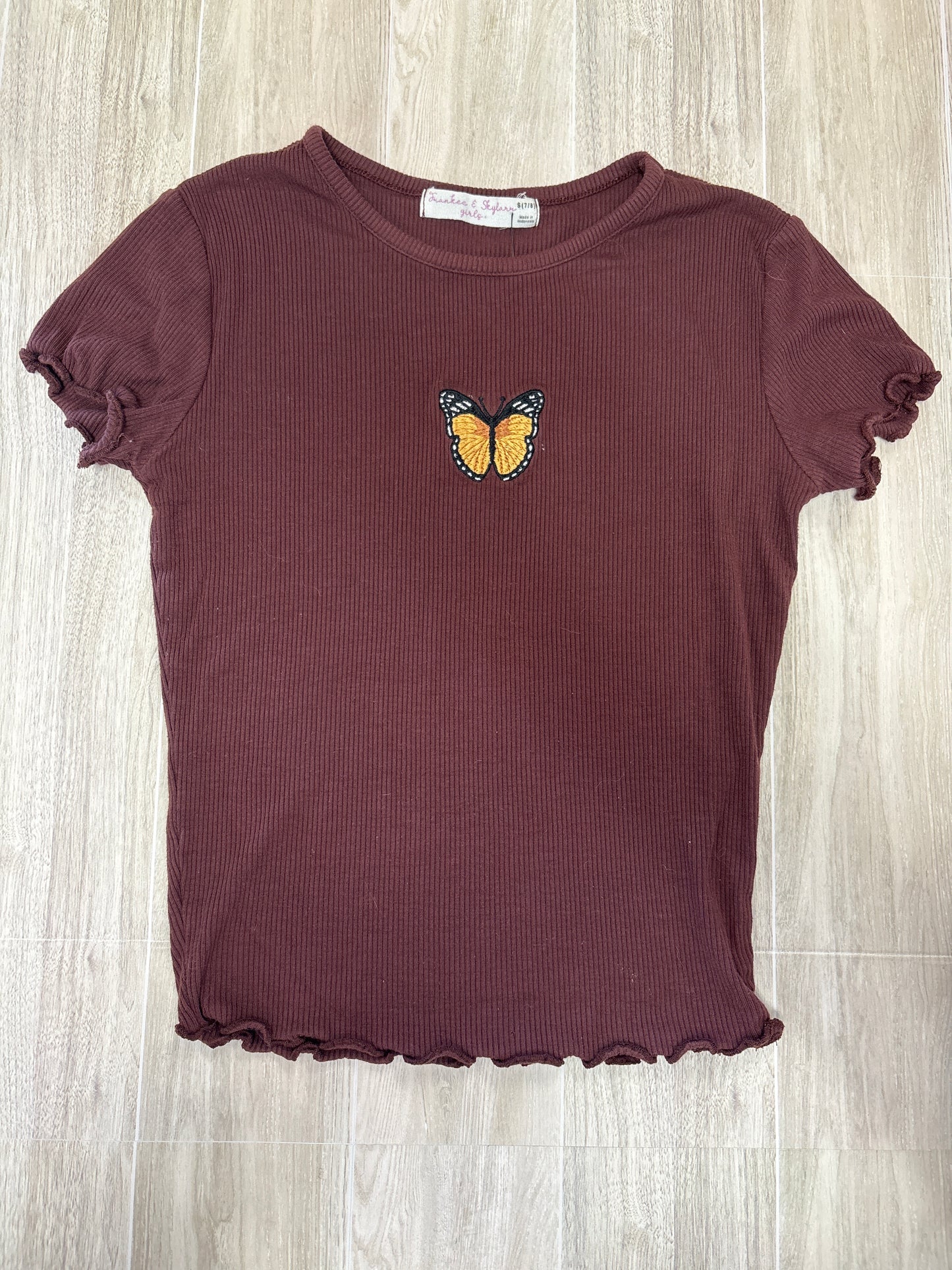 7/8 Ribbed Butterfly Stitched Shirt