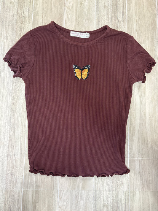 7/8 Ribbed Butterfly Stitched Shirt