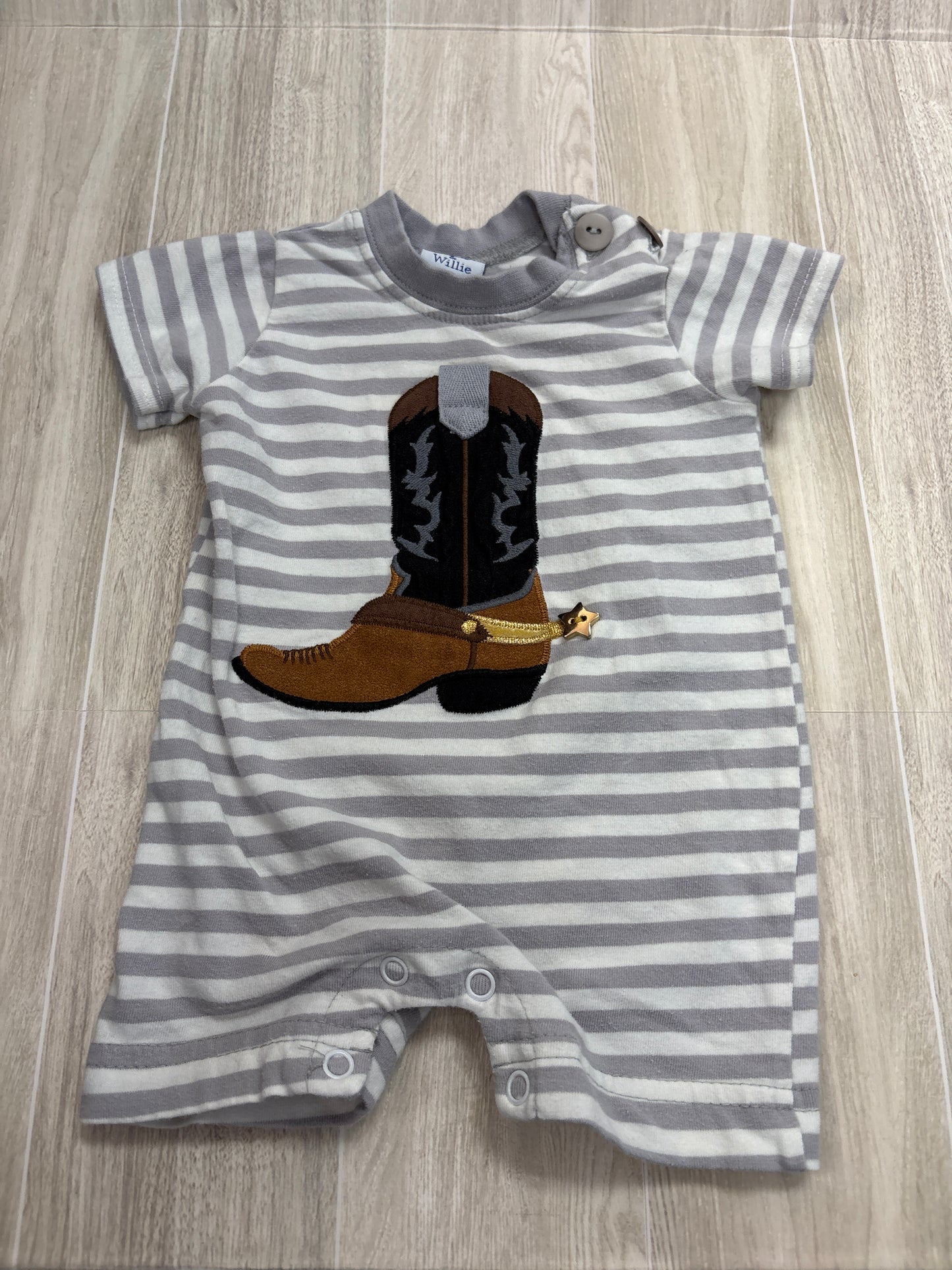 0-3m Striped Boot Shortie Romper