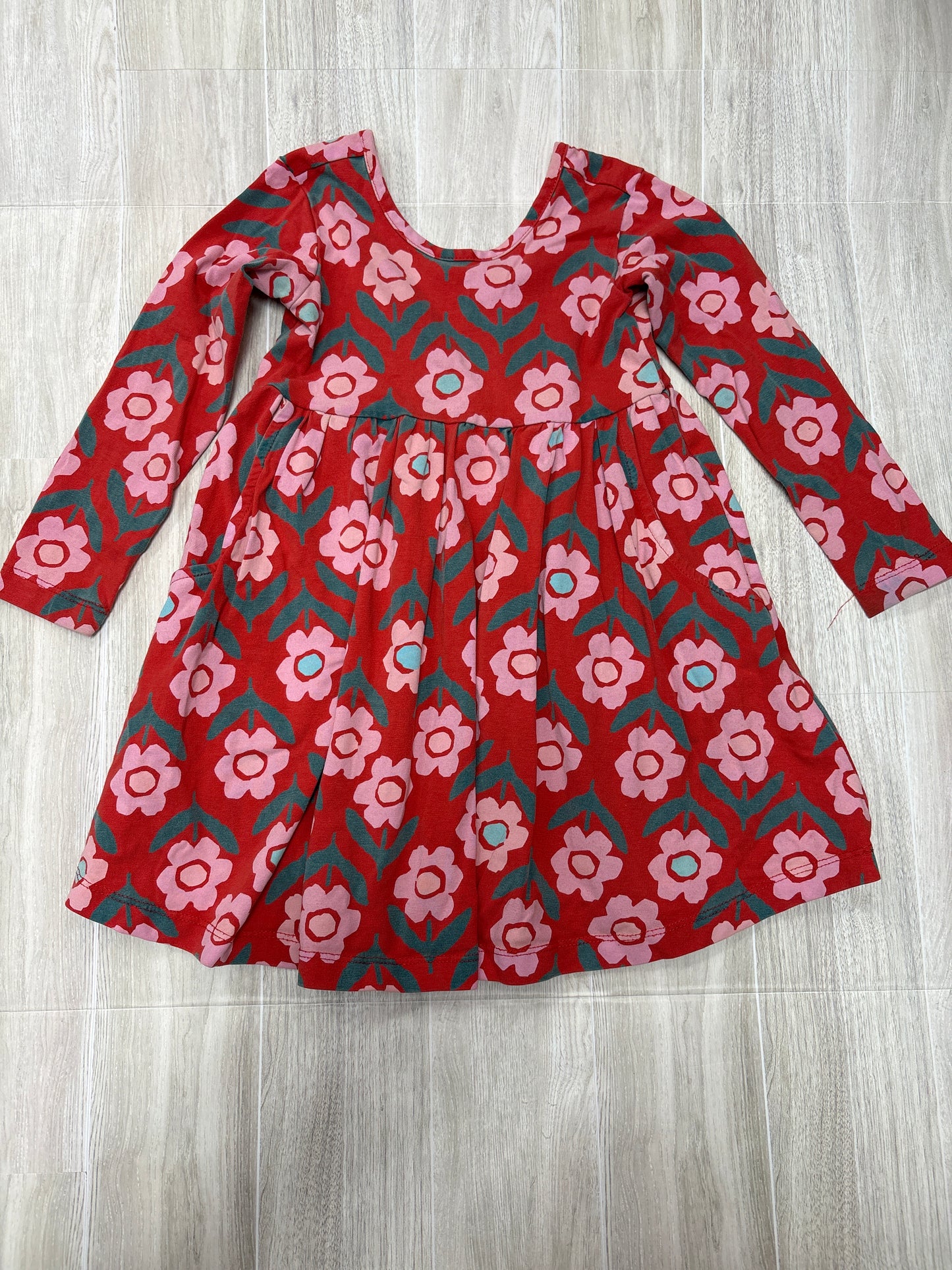 3T Hanna Andersson Red/Pink Flower Long Sleeve Dress