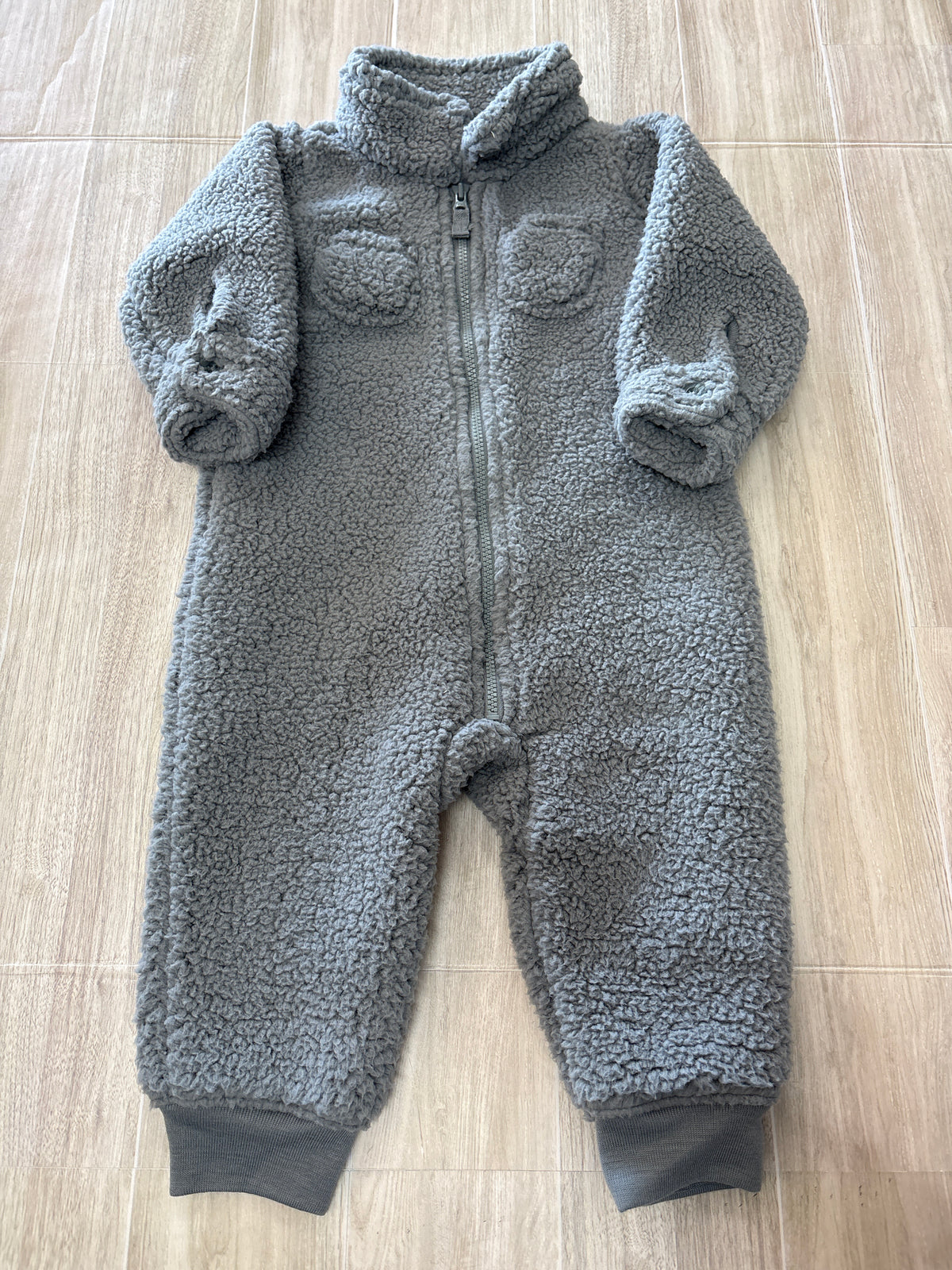 9m Grey Teddy Zip Up Mock Neck Cozy Suit