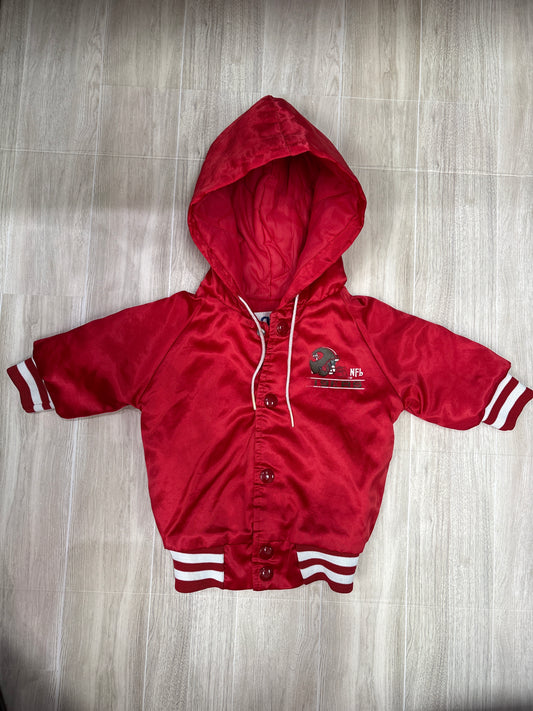 12-18m VINTAGE 49ers 1990's Satin Hooded Jacket - Authentic Chalk Line NFL