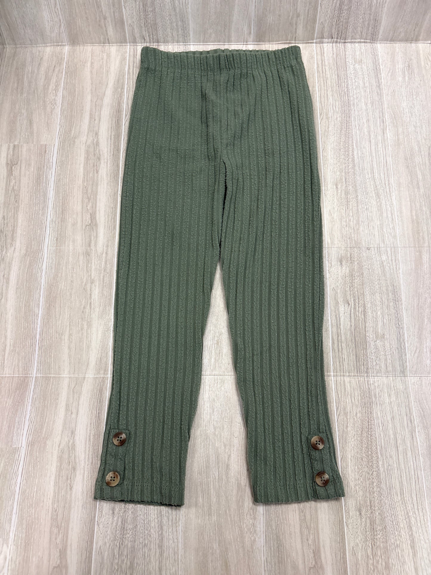 5T Olive Soft Ribbed Button Legging