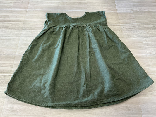 6-12m Handmade Green Linen Babydoll Dress