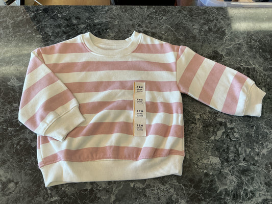 NWT Blush Striped Crewneck