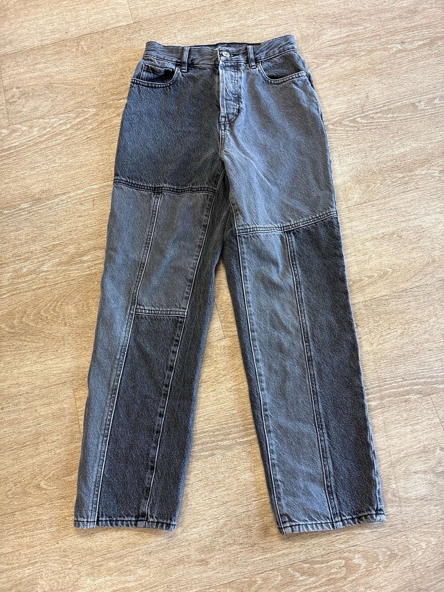 Womens 25 Pacsun High Rise Straight Black Colorblock Denim