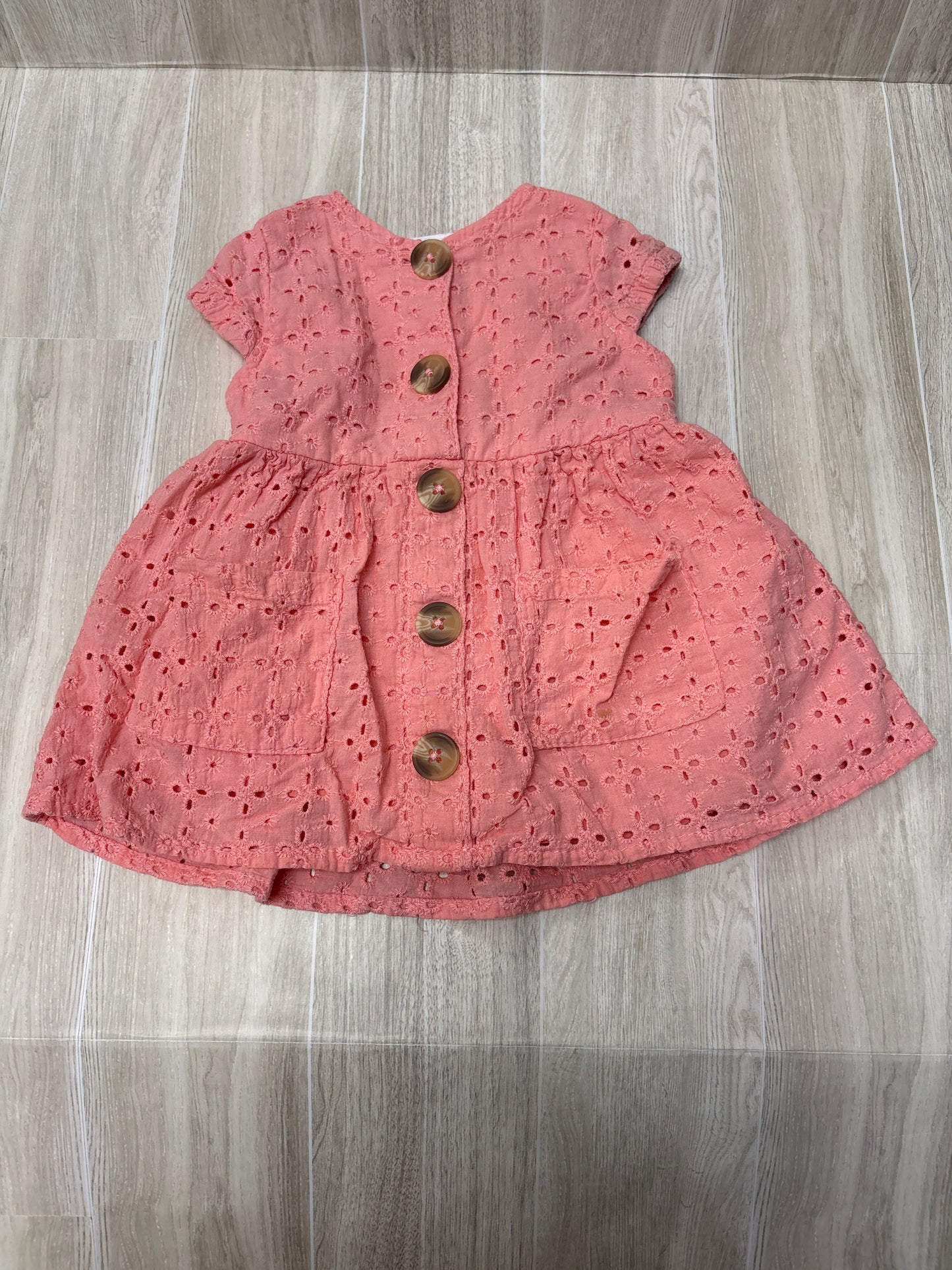 3-6m Salmon Eyelet Button Dress