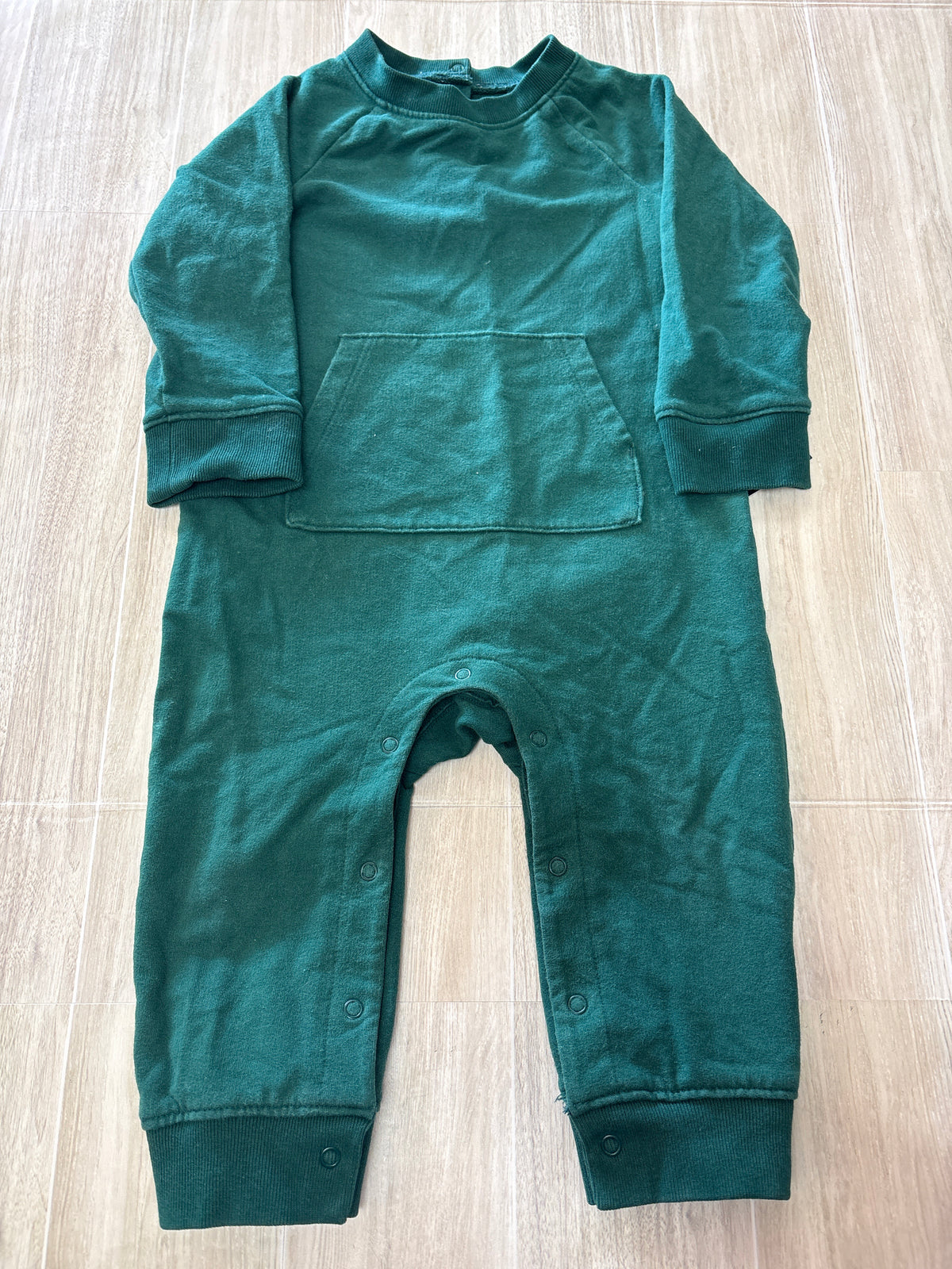 6-12m Kelly Green Primary Long Sleeve Pocket Jumpsuit