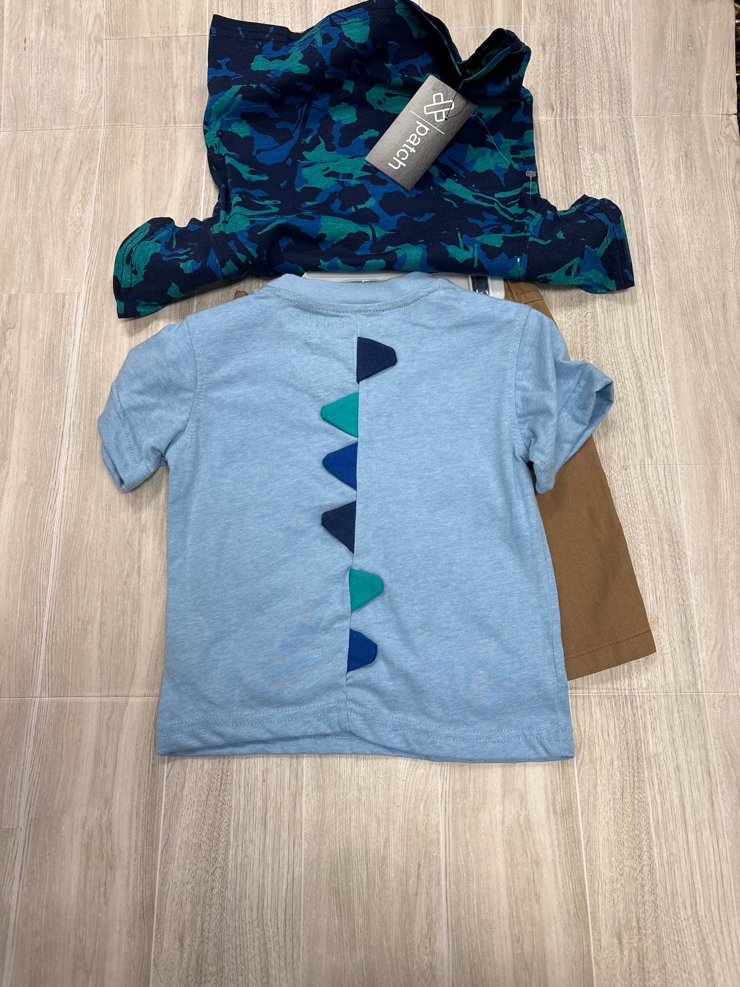 NWT 2T Cool Little Dude Dino 3 Piece Graphic Tees + Shorts Set