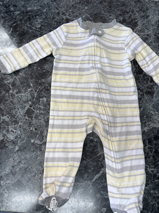 0-3m Yellow/Grey Striped Pajama