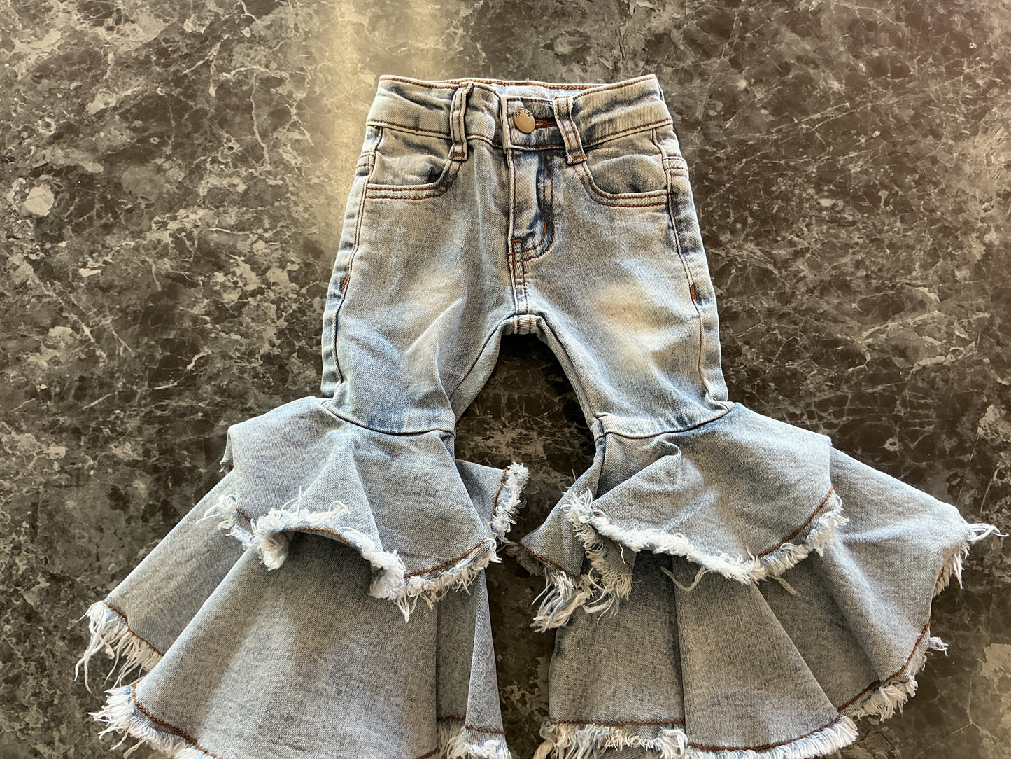 6-12m Denim Ruffled Flare Pants - BLEMISH