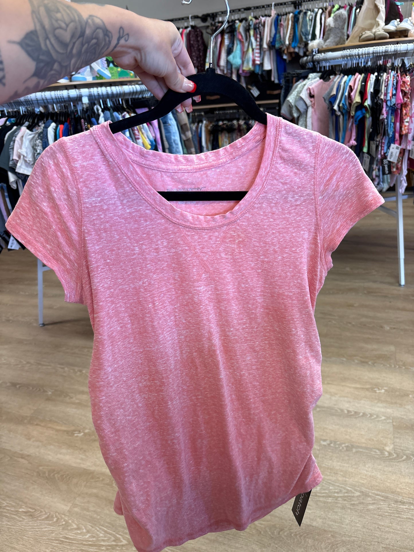 Womens Small Maternity Heathered Salmon Shirt