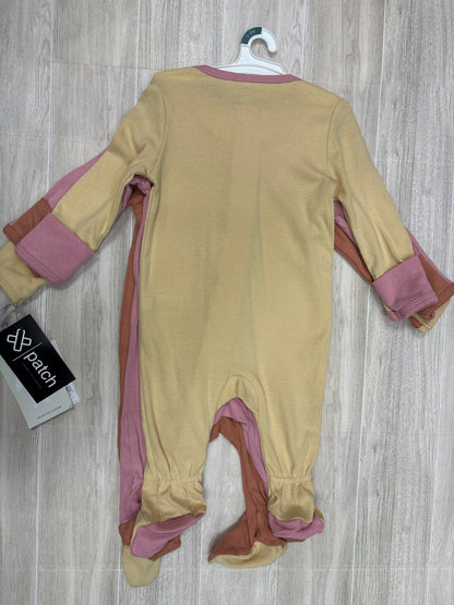 NWT 0-3m 3 Piece Footie Pajama Set Yellow/Pink/Rust