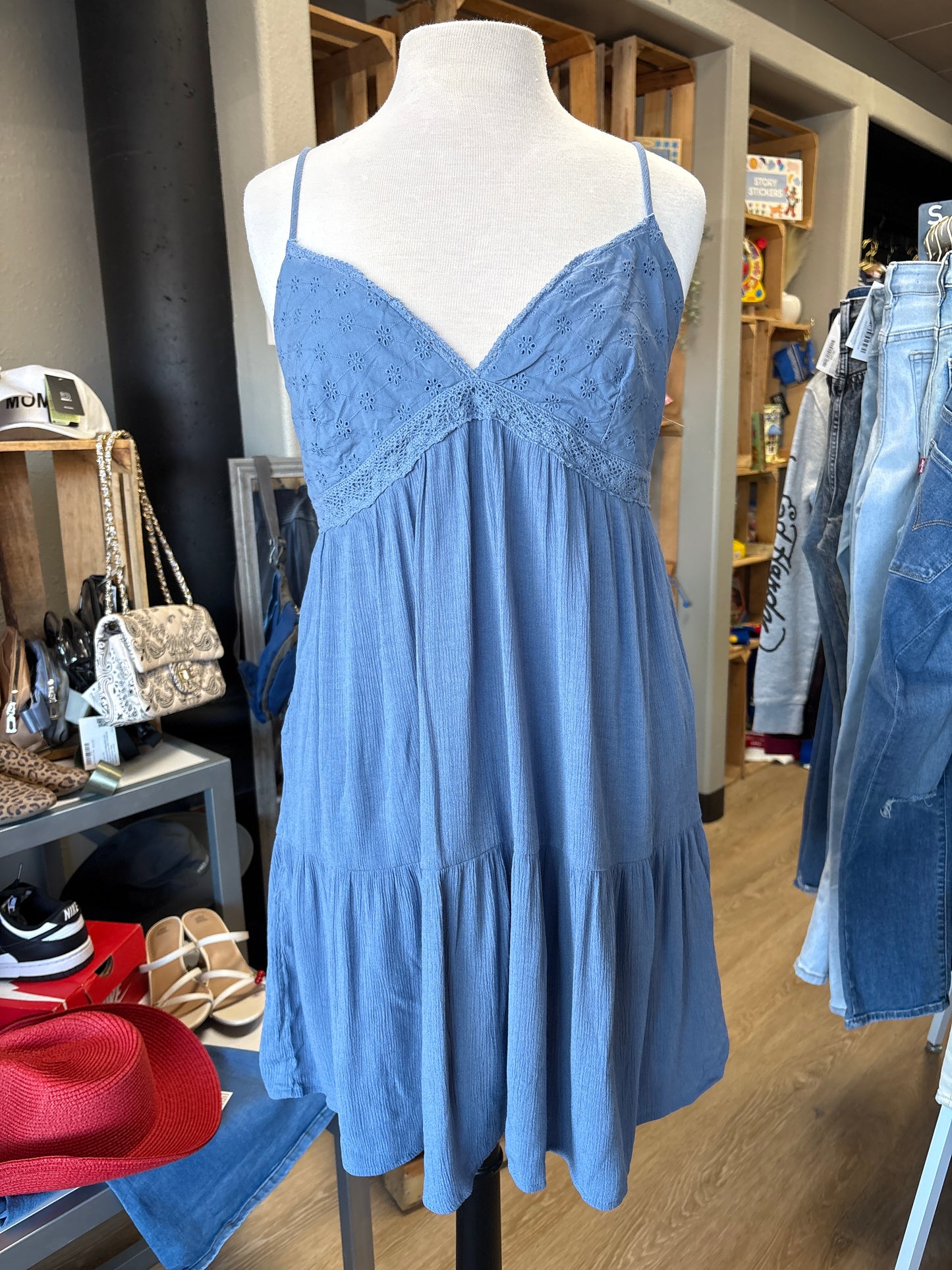 Womens XXL Navy Eyelet Tank Dress