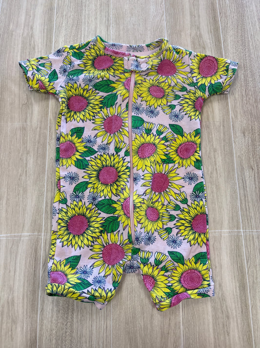 3-6m Light Pink Floral Shortie Pajama Romper