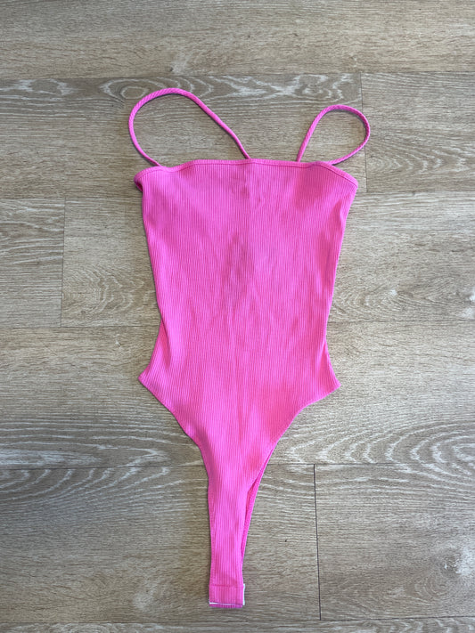 NWT Womens XSmall Hot Pink Ribbed Body Suit
