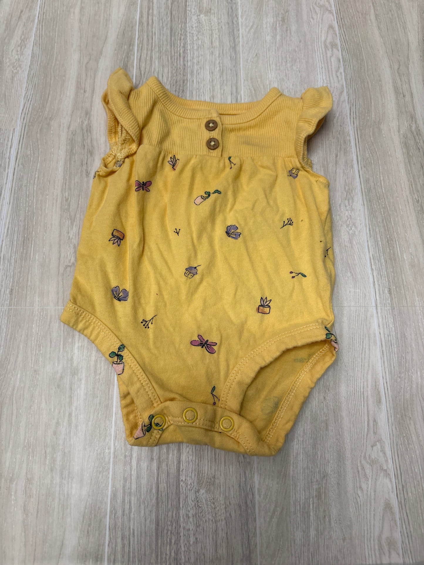 Newborn Yellow Potted Plant Onesie - Blemish