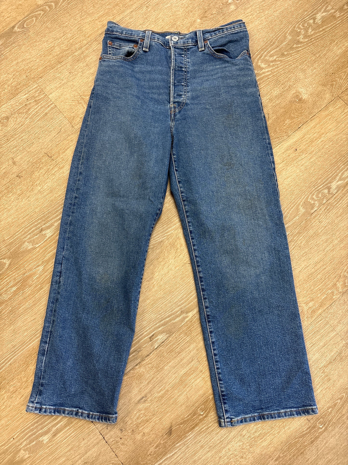 Womens 29 Levis Ribcage Straight Ankle Denim Pants - Medium Wash