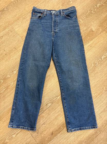 Womens 29 Levis Ribcage Straight Ankle Denim Pants - Medium Wash