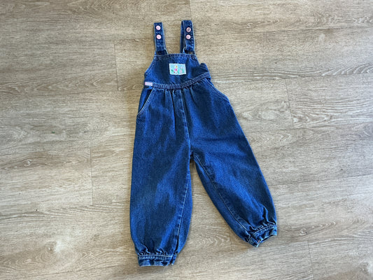 3T Vintage Lee Pleated Denim Overalls with Front Patch