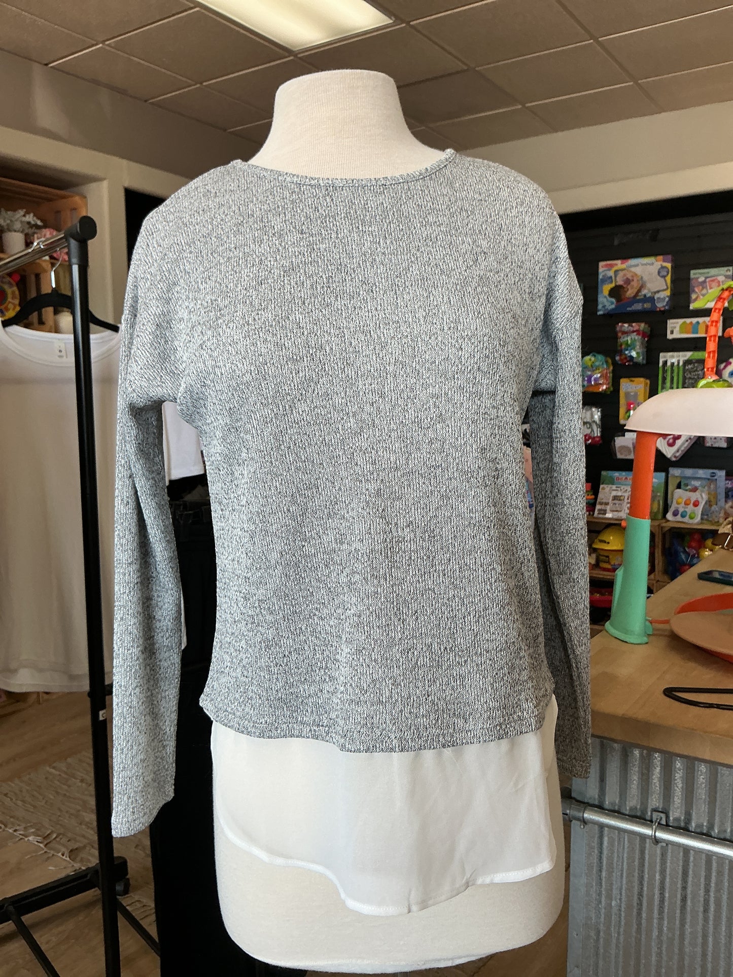 Womens Xsmall Lulus Heathered Grey Long Sleeve