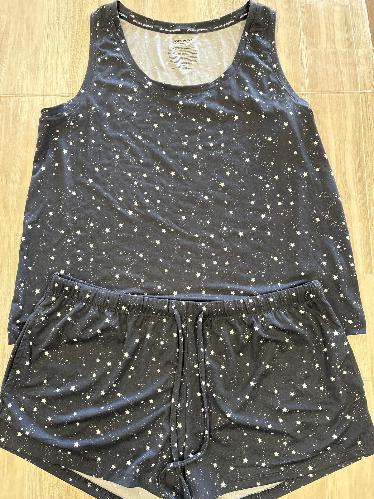 Womens Large Grey Stars Pajama Set
