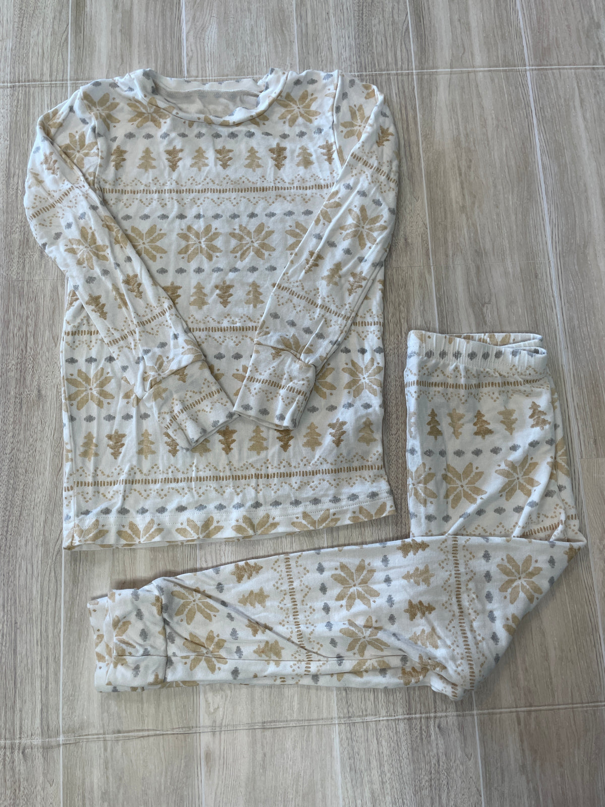 2T White Holiday Printed Pajama 2 Piece Set