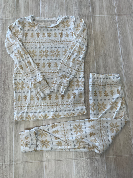 2T White Holiday Printed Pajama 2 Piece Set