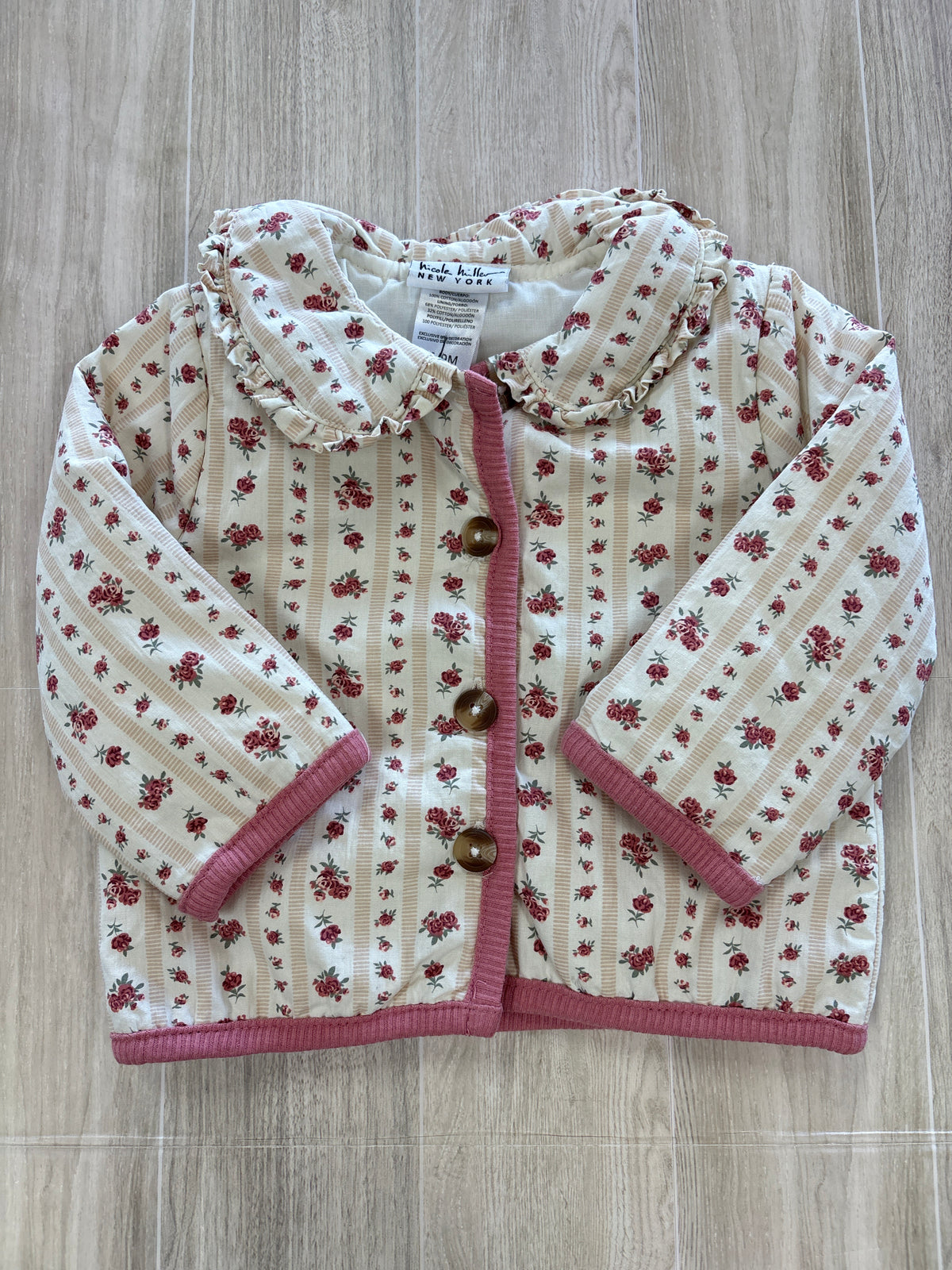 6-9m Cream Floral Collared Jacket