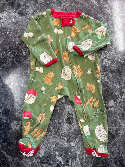 Newborn Burts Bees Green Holiday Pajama