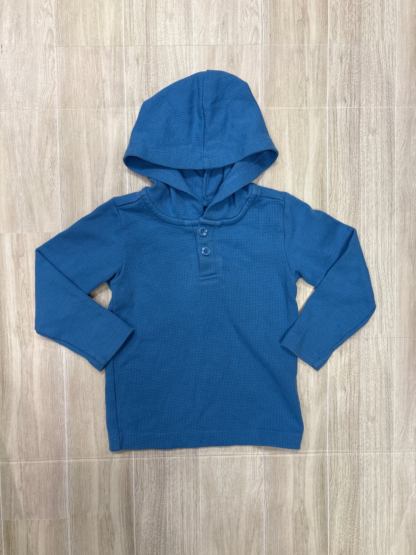 2T Blue Waffle Knit Hooded Shirt