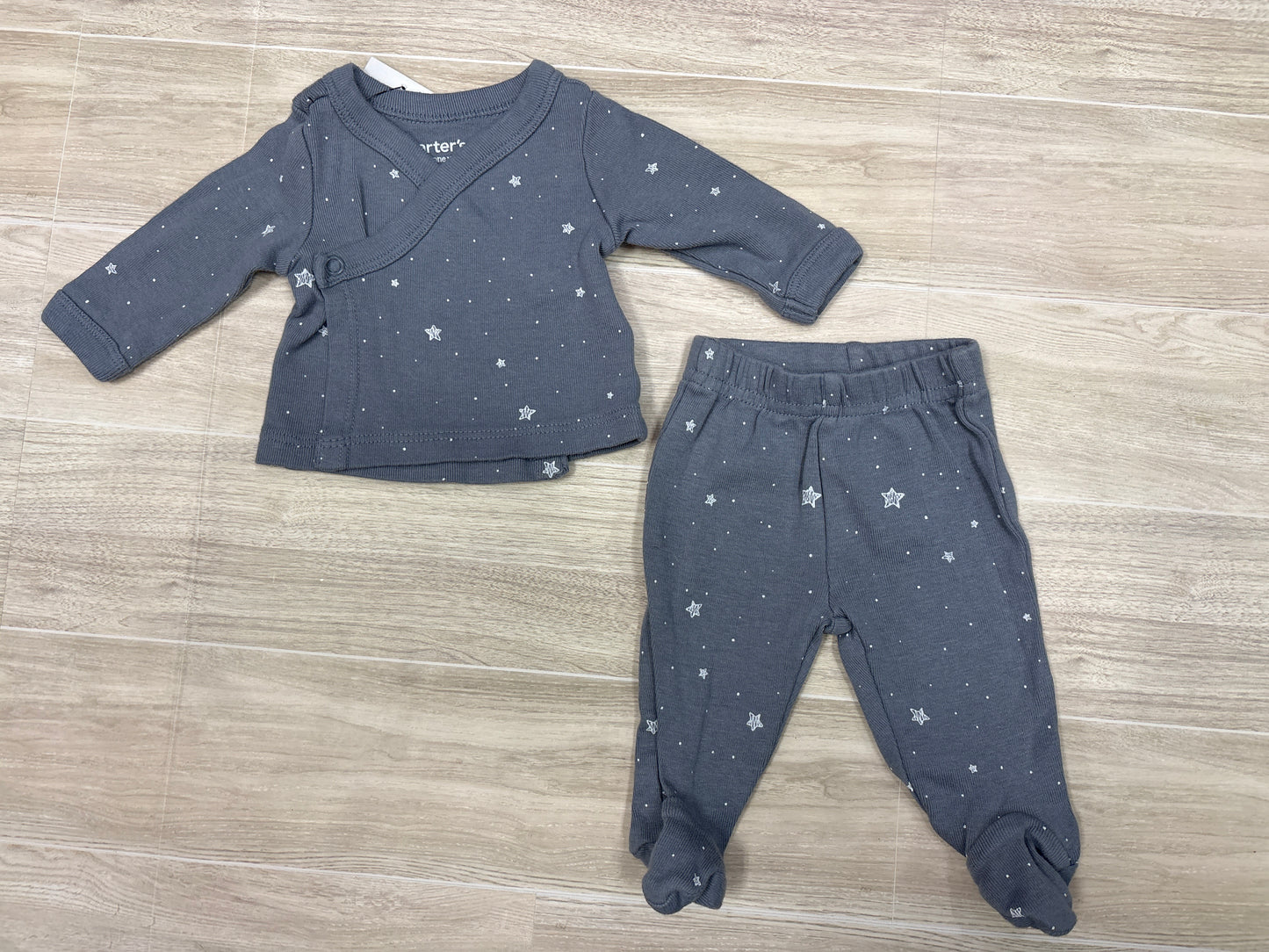 Preemie Charcoal Grey Star 2 Piece Set