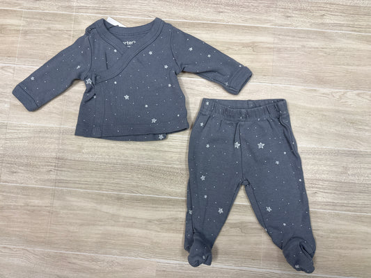 Preemie Charcoal Grey Star 2 Piece Set