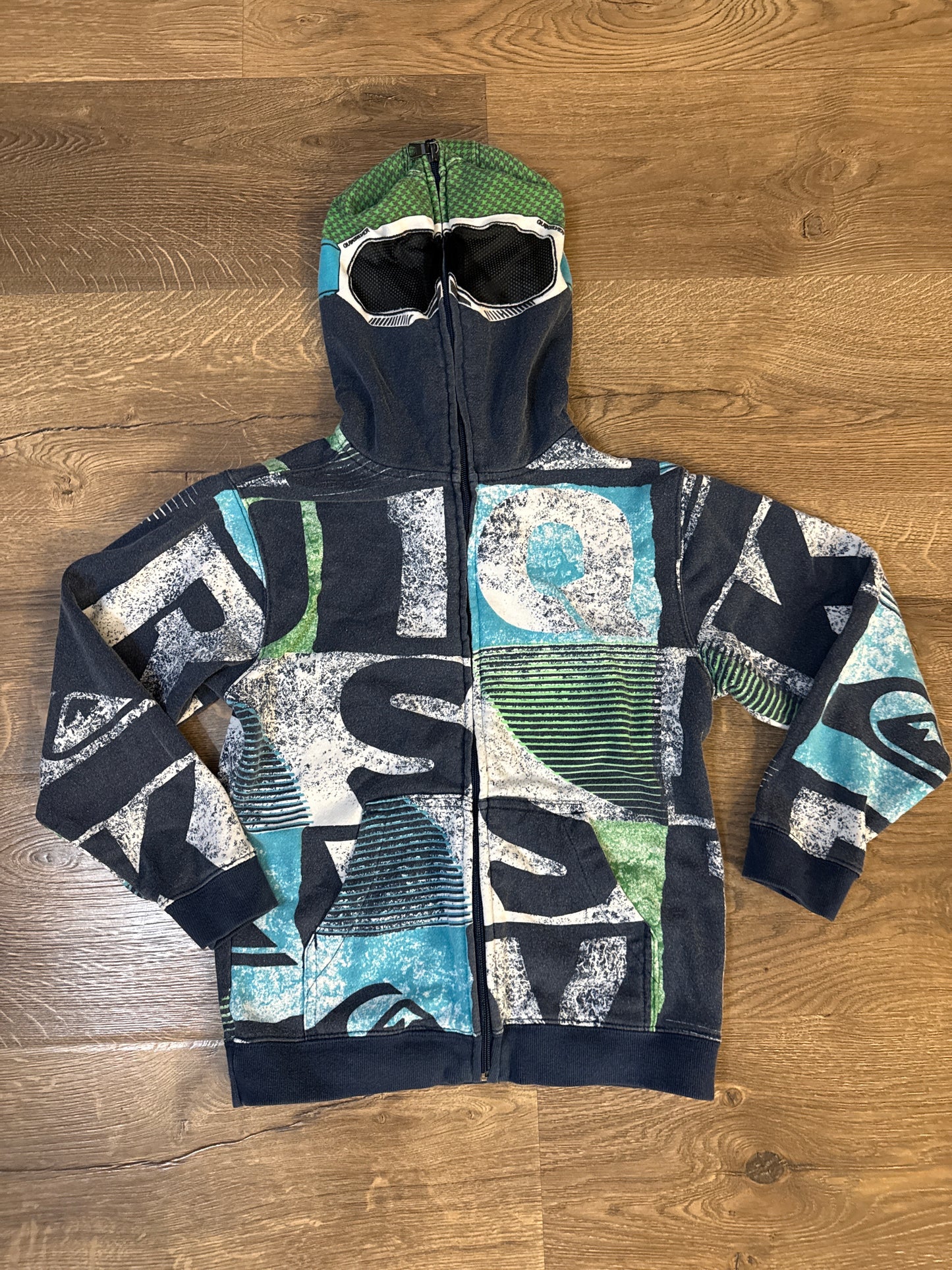 6 Quicksilver Graphic Zip Up With Masked Hood