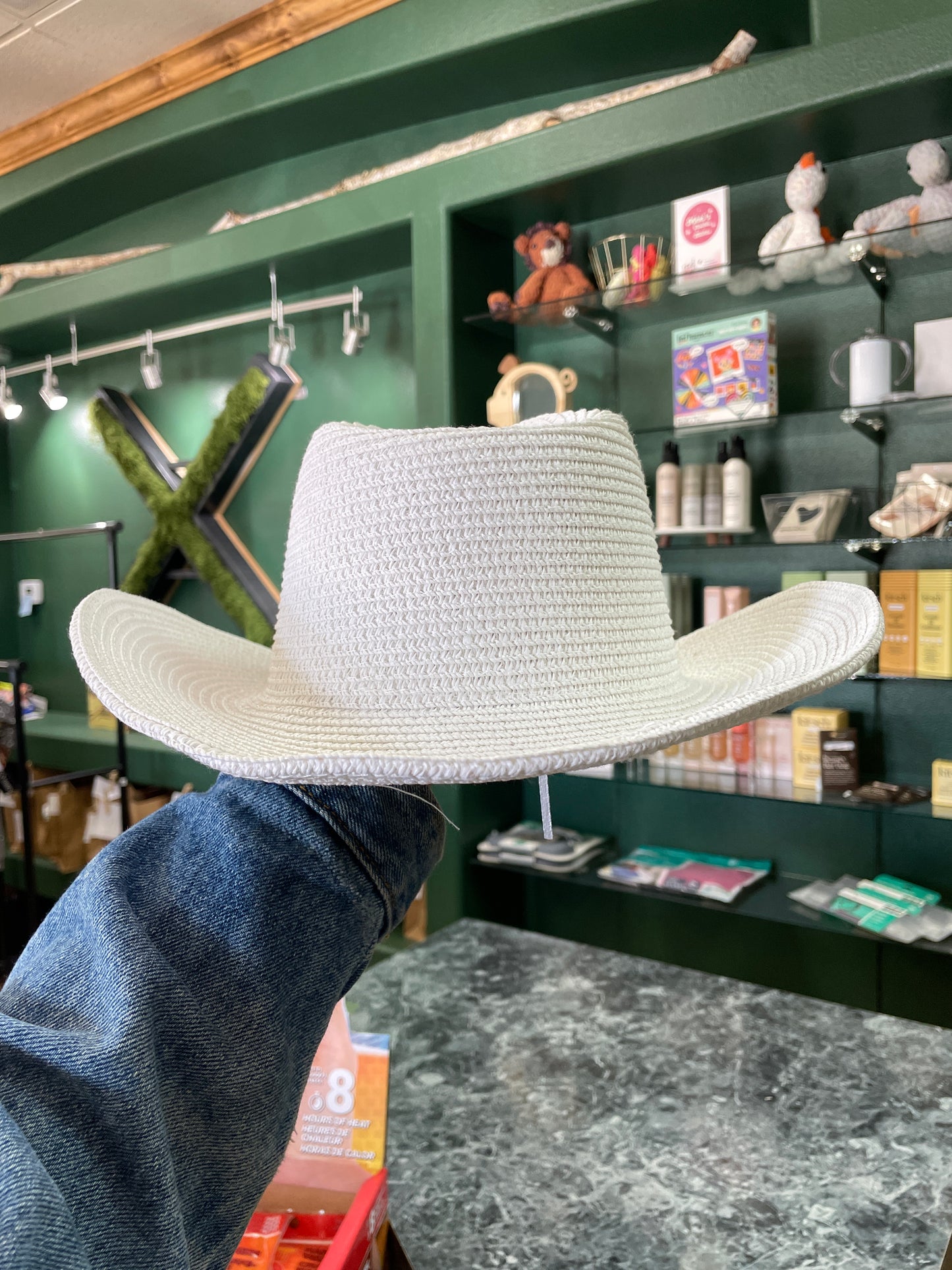 NEW Womens Straw Cowboy Hat - White