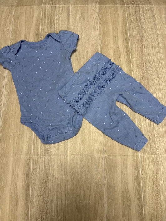 3m Blue Polka Dot Onesie + Legging Set