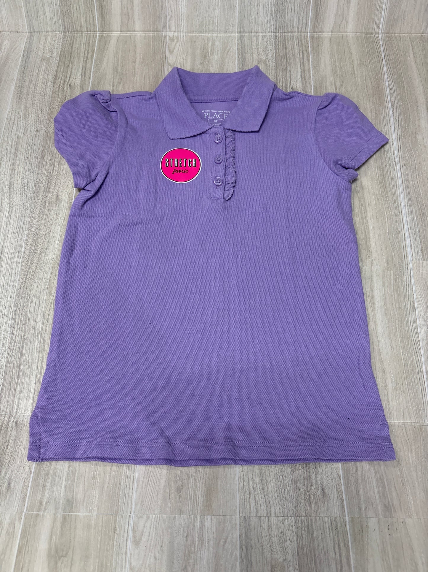 NWT 5T Lavander Ruffle Button Collared Tee
