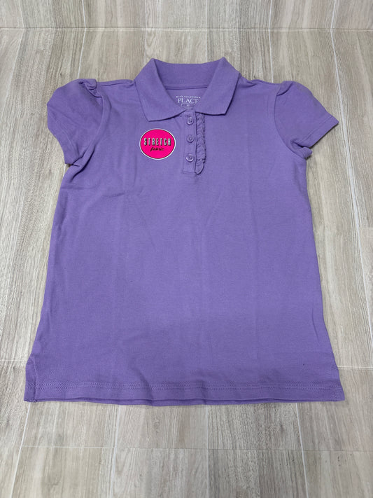 NWT 5T Lavander Ruffle Button Collared Tee